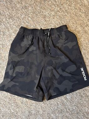 Rogue Black Workout Shorts with Branded Waist Tie